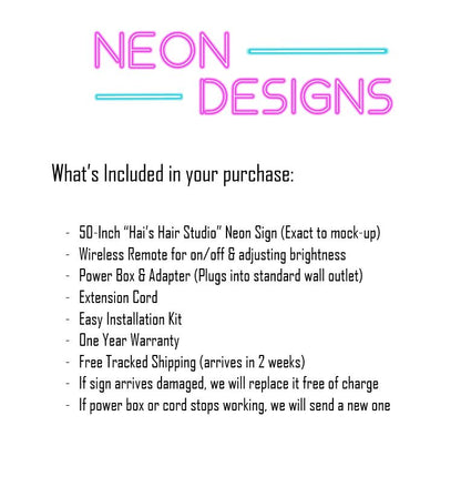 Hai's Hair Studio - Premium Neon Artwork