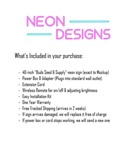 Buds Seed & Supply - Premium Neon Artwork