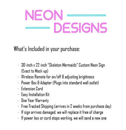 Skeleton Mermaids - Premium Neon Artwork