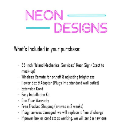 Island Mechanical Services - Premium Neon Artwork