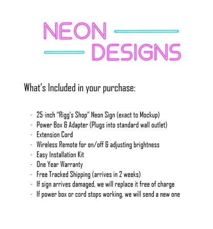 Rigg's Shop - Premium Neon Artwork