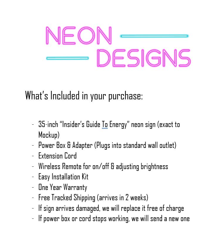 Insider's Guide To Energy - Premium Neon Artwork