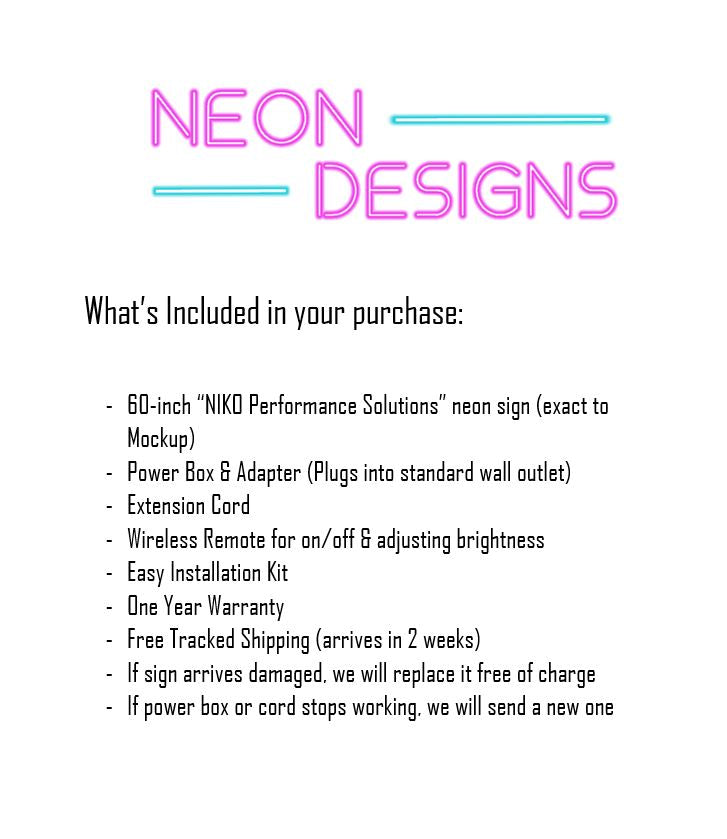 NIKO Performance Solutions - Premium Neon Artwork