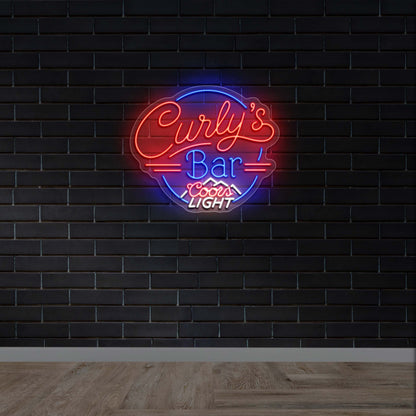 Curly's Bar Coors Light - Premium Neon Artwork