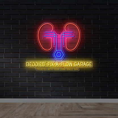 Beddies Fix A Flow Garage – Premium Neon Artwork