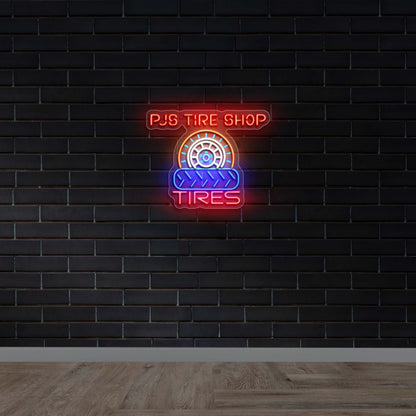 PJS Tire Shop - Premium Neon Artwork