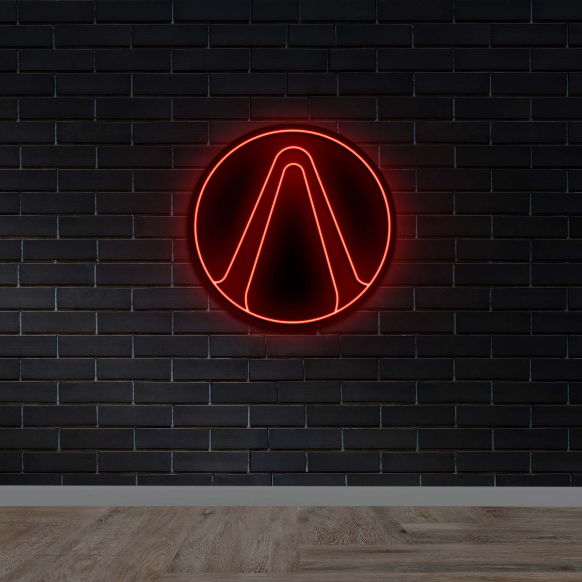 Minimalist Circle with Triangle - Premium Neon Artwork