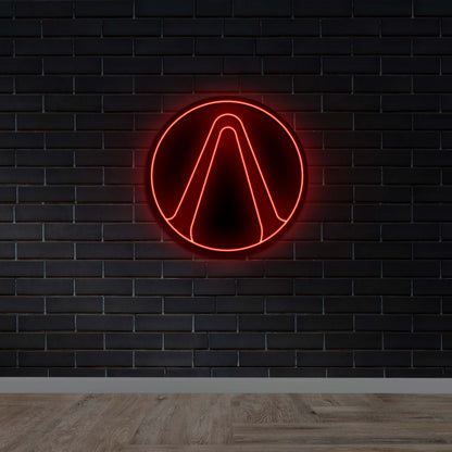 Minimalist Circle with Triangle - Premium Neon Artwork