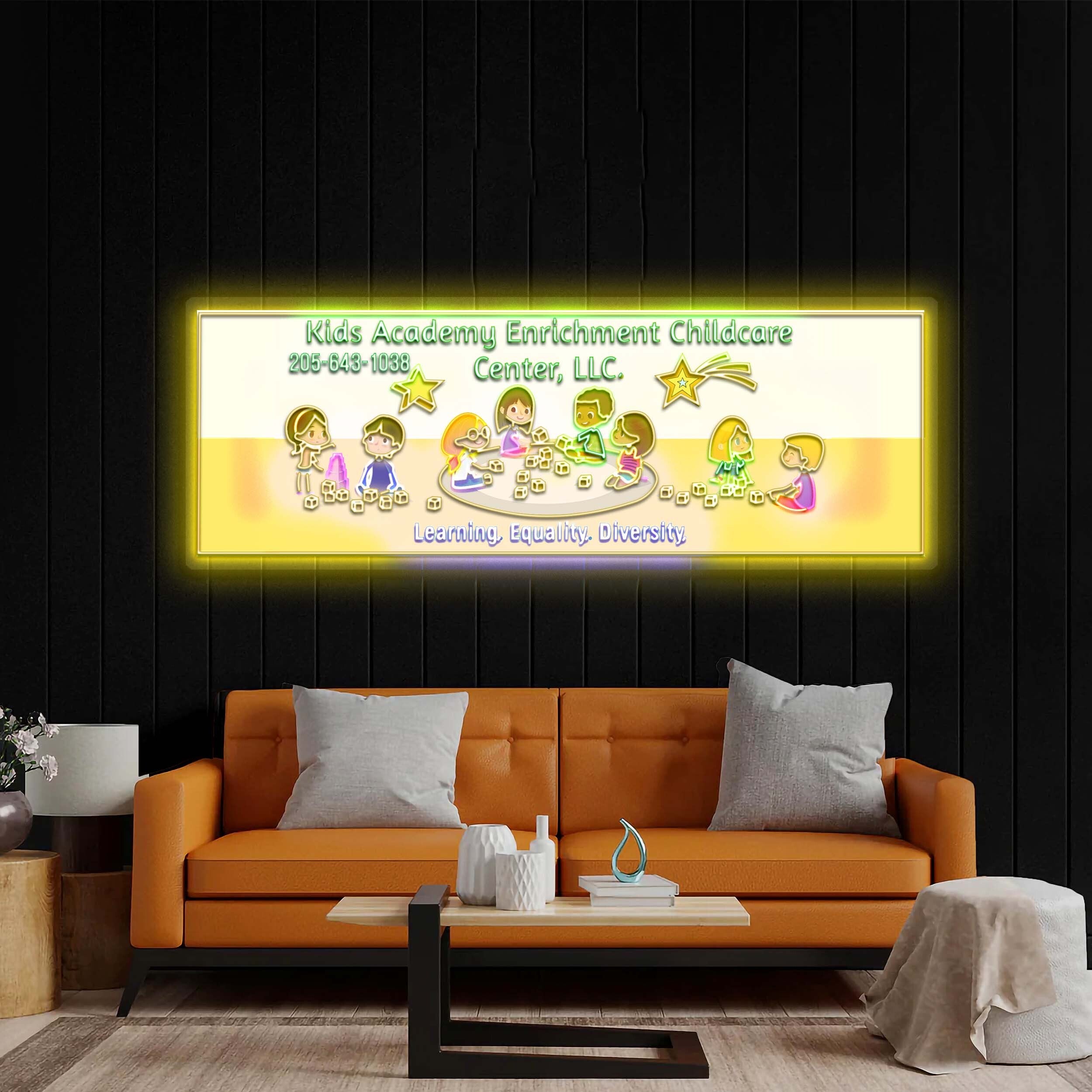 Kids Academy Enrichment Childcare Center - Premium Neon Artwork