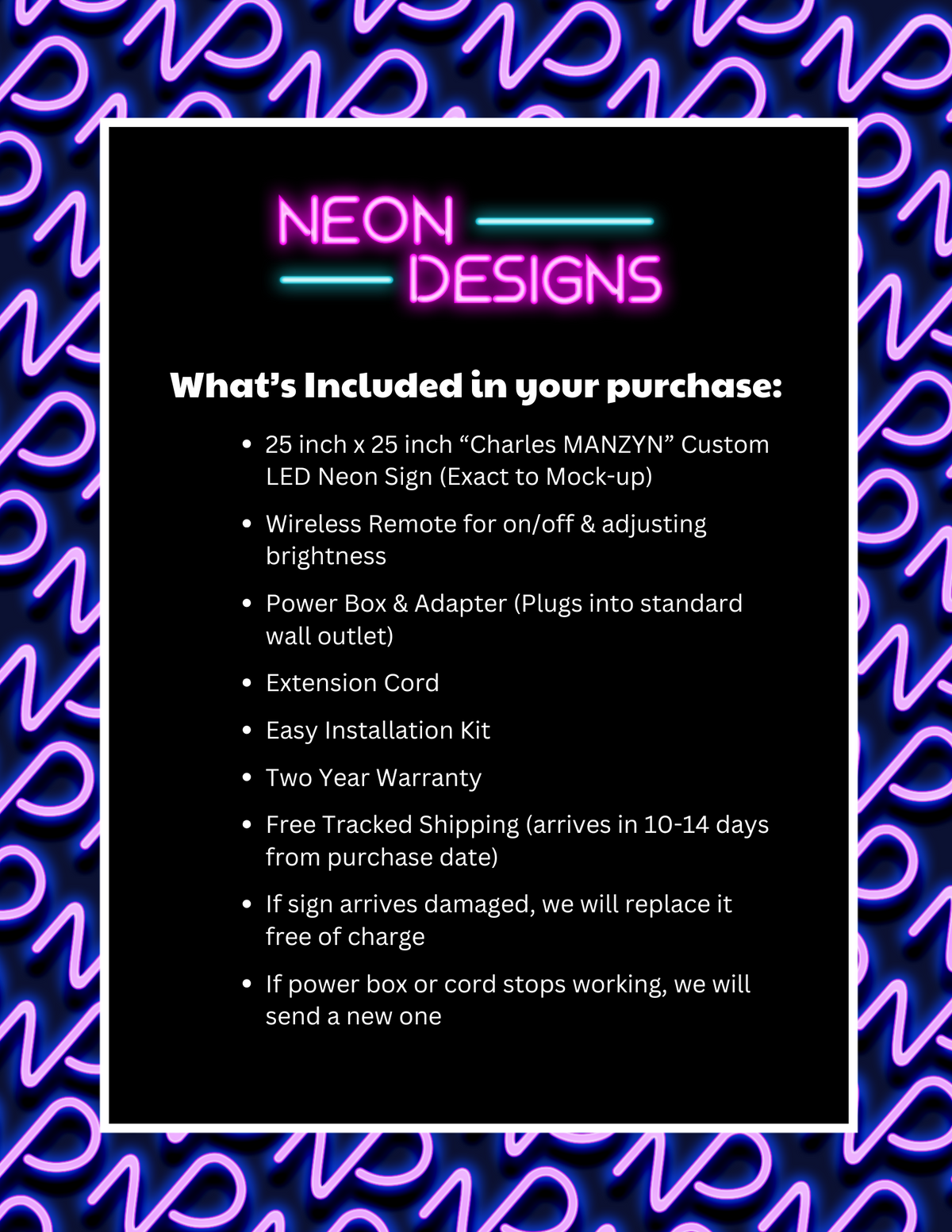 Charles MANZYN - Premium Neon Artwork