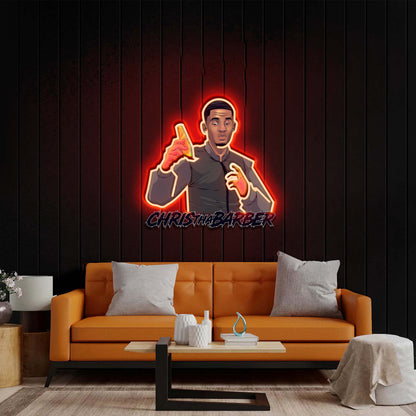 CHRIS THA BARBER (with logo) – Premium Neon Artwork