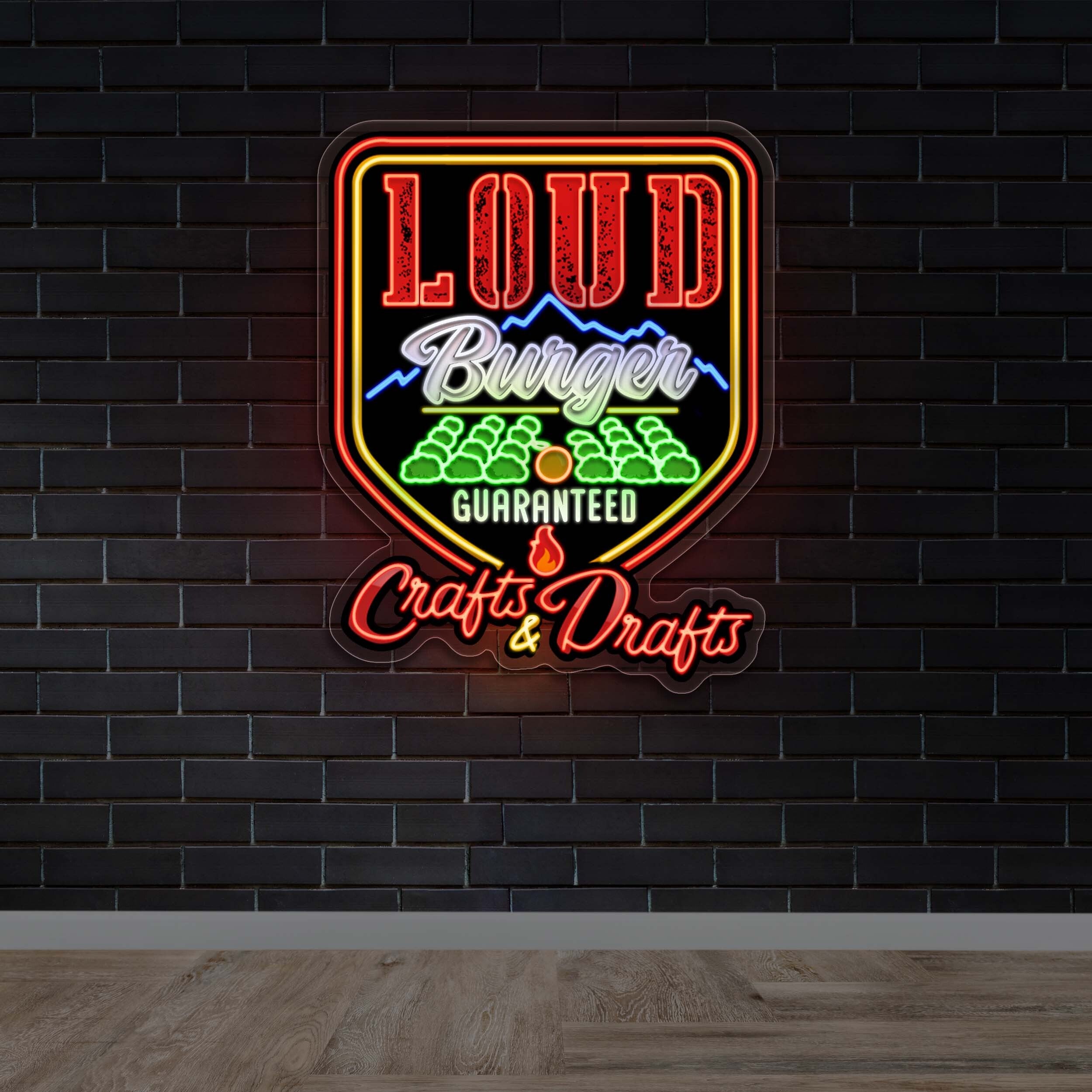 Loud Burger Guaranteed Crafts & Drafts - Premium Neon Artwork
