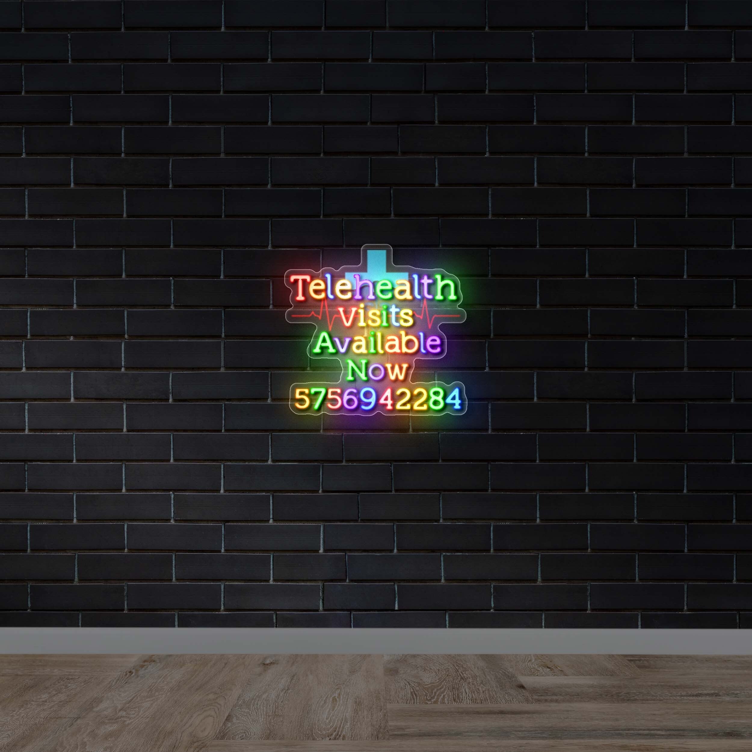 TELEHEALTH VISITS | logo behind text - Premium Neon Artwork