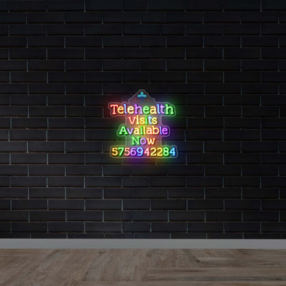 TELEHEALTH VISITS without behind logo - Premium Neon Artwork