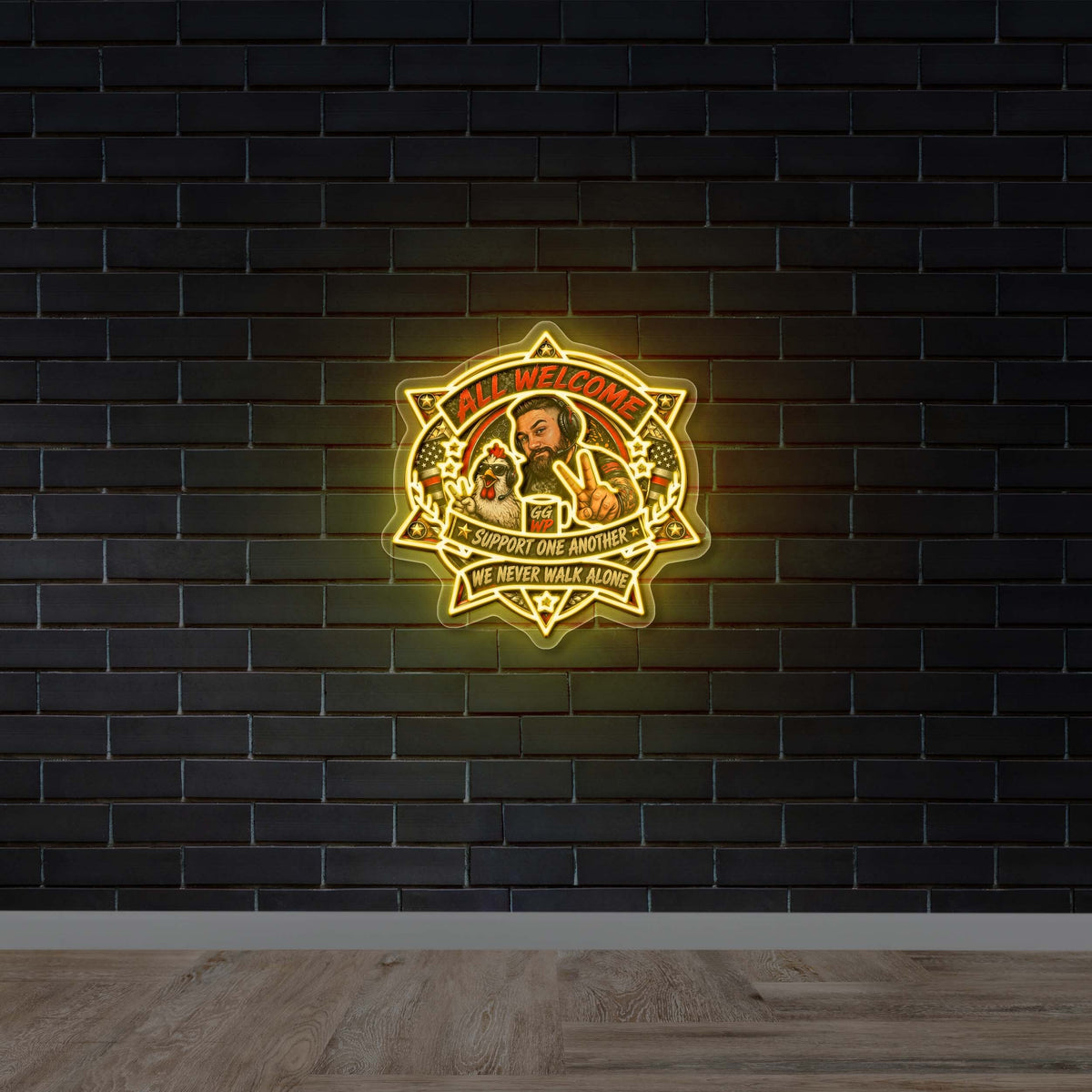 ALL WELCOME SUPPORT ONE ANOTHER - Premium Neon Artwork