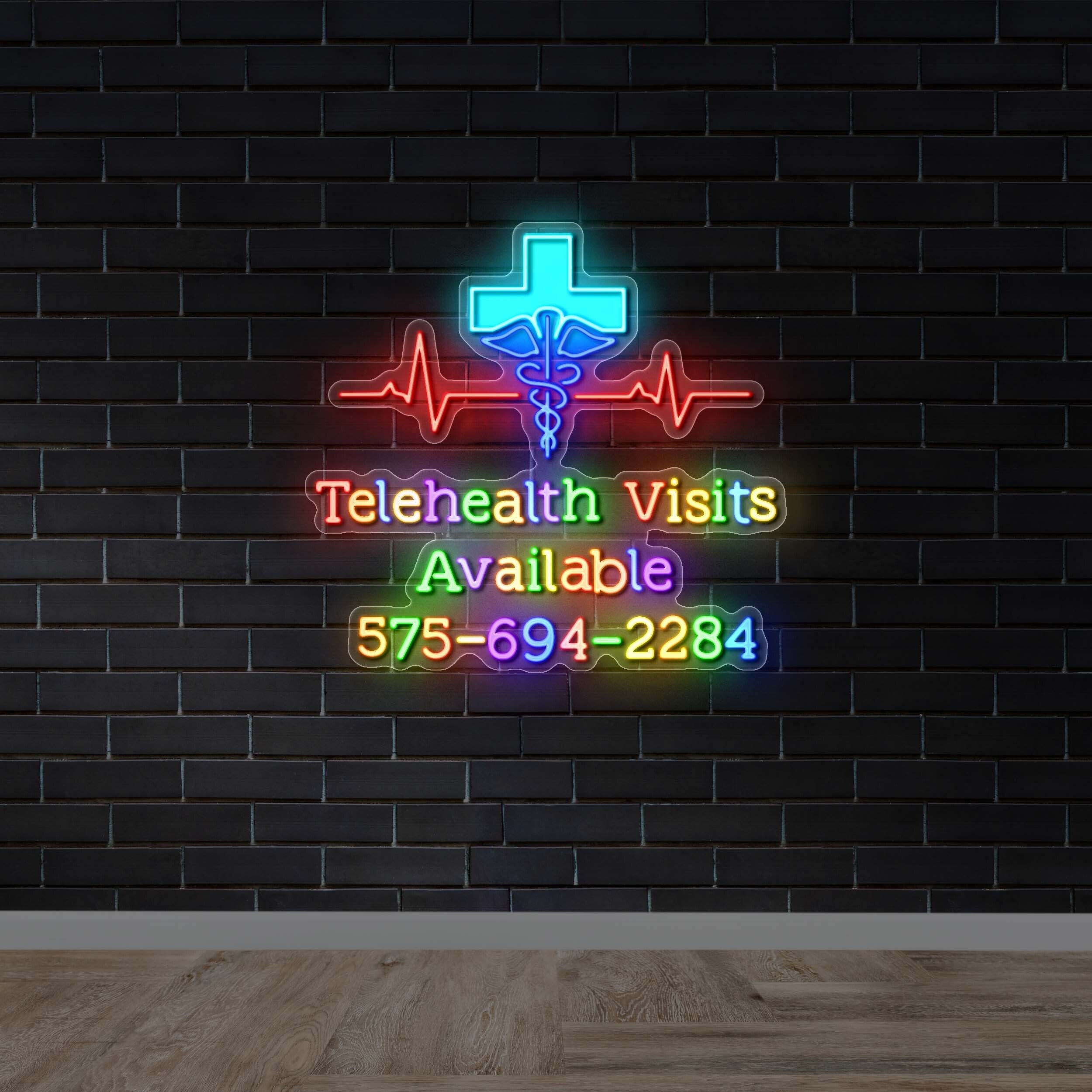 Telehealth Visits Available - Premium Neon Artwork