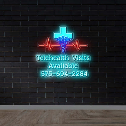 Telehealth Visits Available - Premium Neon Artwork