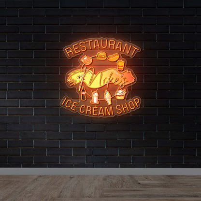 Restaurant & Ice Cream Shop - Premium Neon Artwork