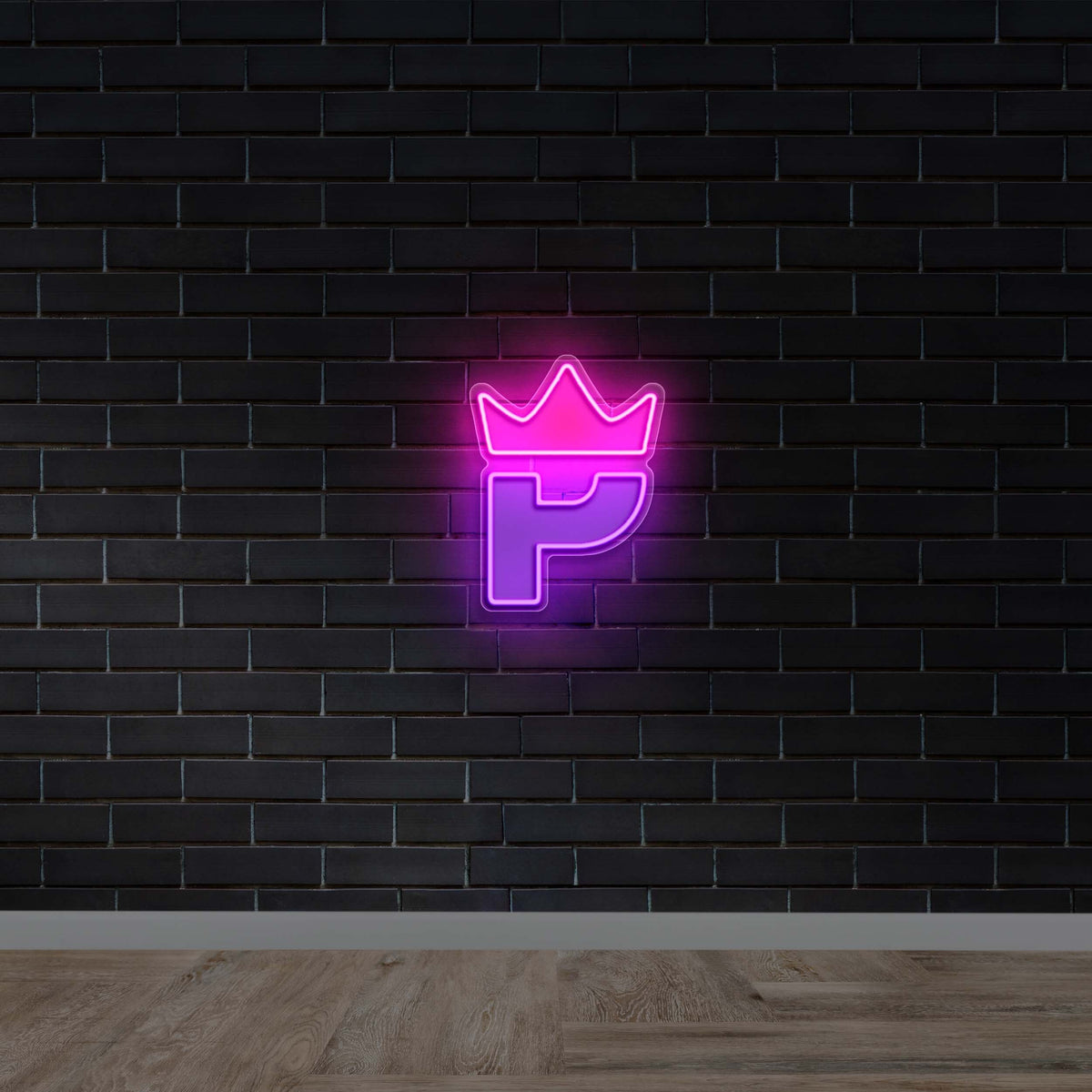 Crown P (no circular border) - Premium Neon Artwork