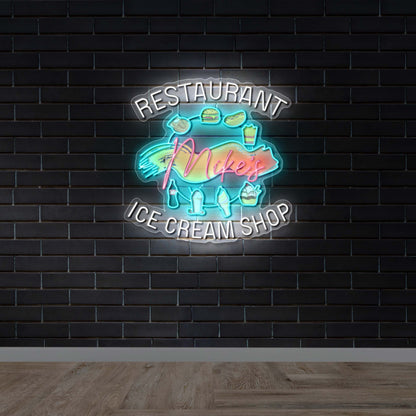 Restaurant & Ice Cream Shop - Premium Neon Artwork