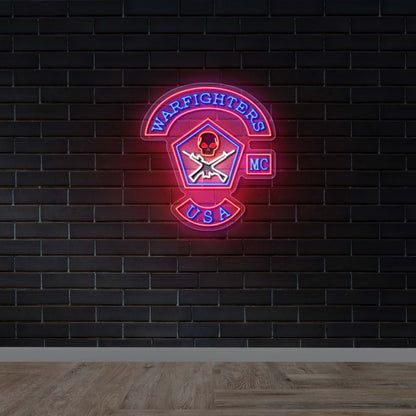 Warfighters MC USA | Outlined skull - Premium Neon Artwork