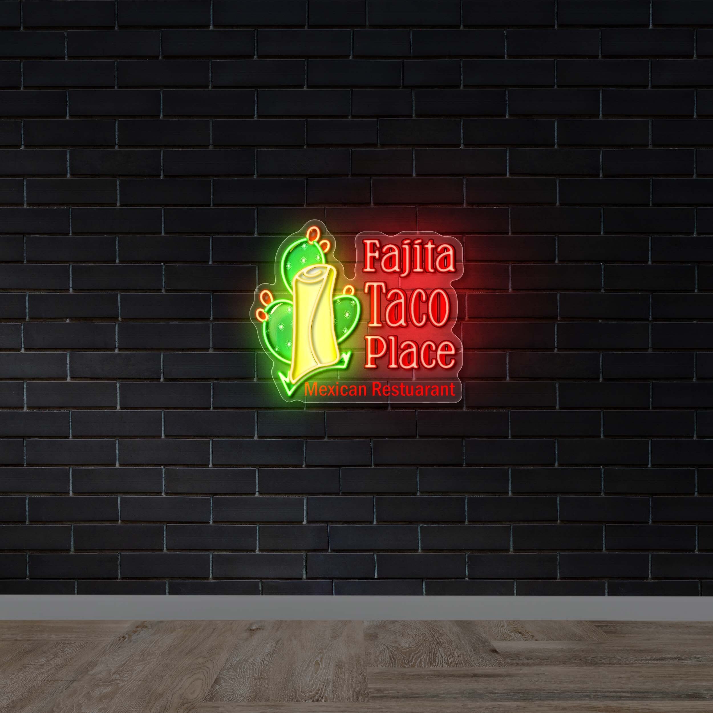 Fajita Taco Place Neon Welcome Sign - Premium Neon Artwork