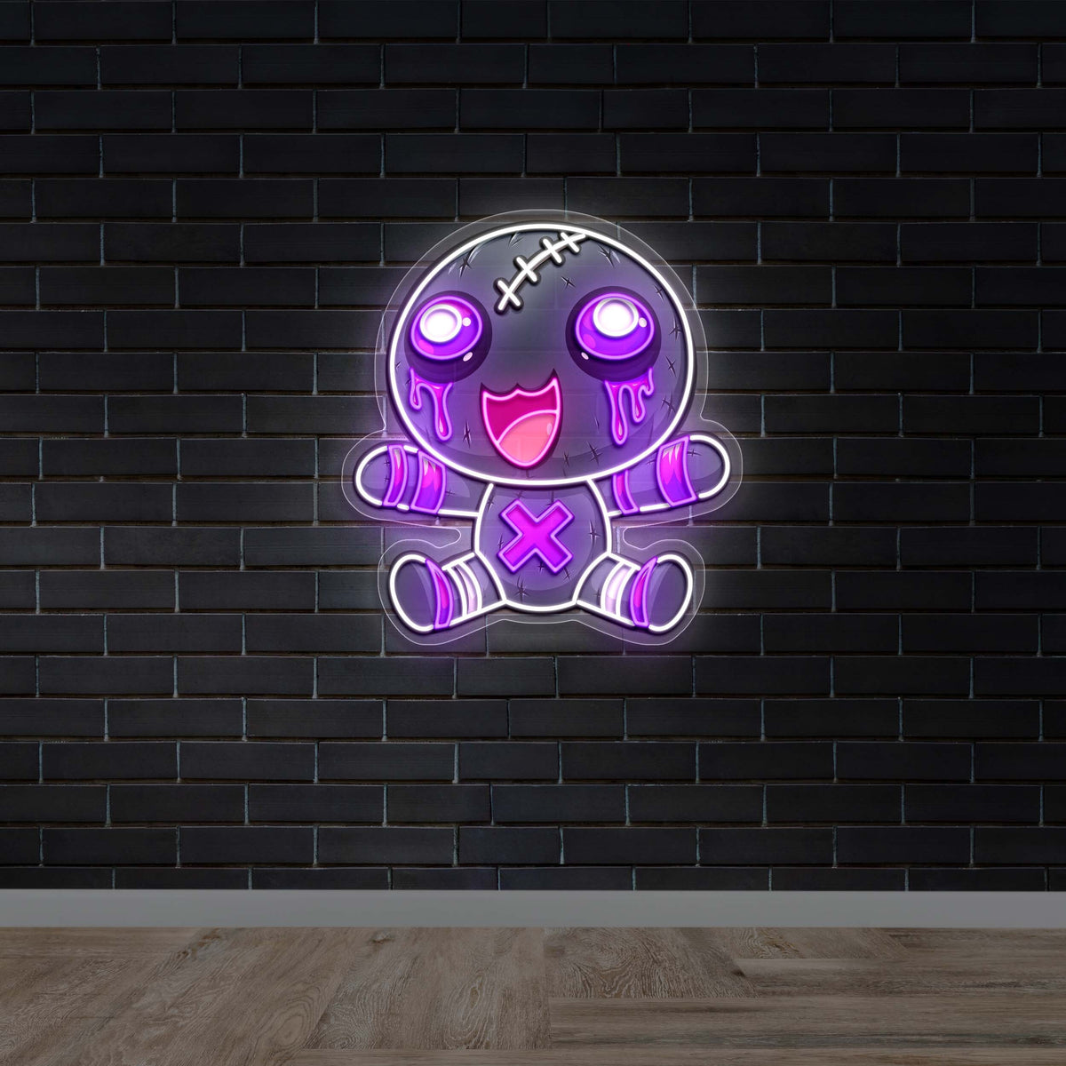 Cute Kawaii Voodoo Doll - Premium Neon Artwork