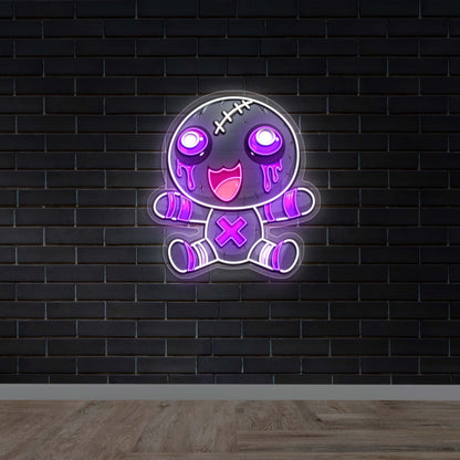 Cute Kawaii Voodoo Doll - Premium Neon Artwork