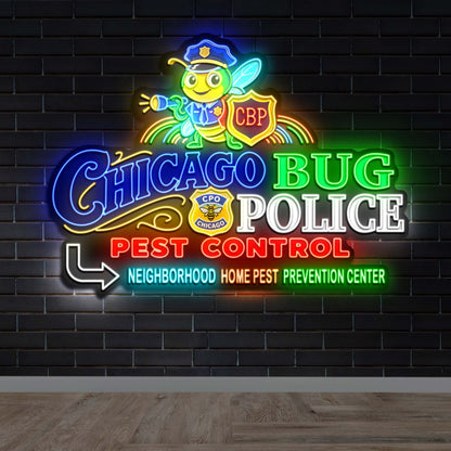 Chicago Bug Police Pest Control - Premium Neon Artwork