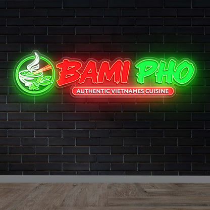Bami Pho Authentic Vietnamese Cuisine Neon Sign - Premium Neon Artwork