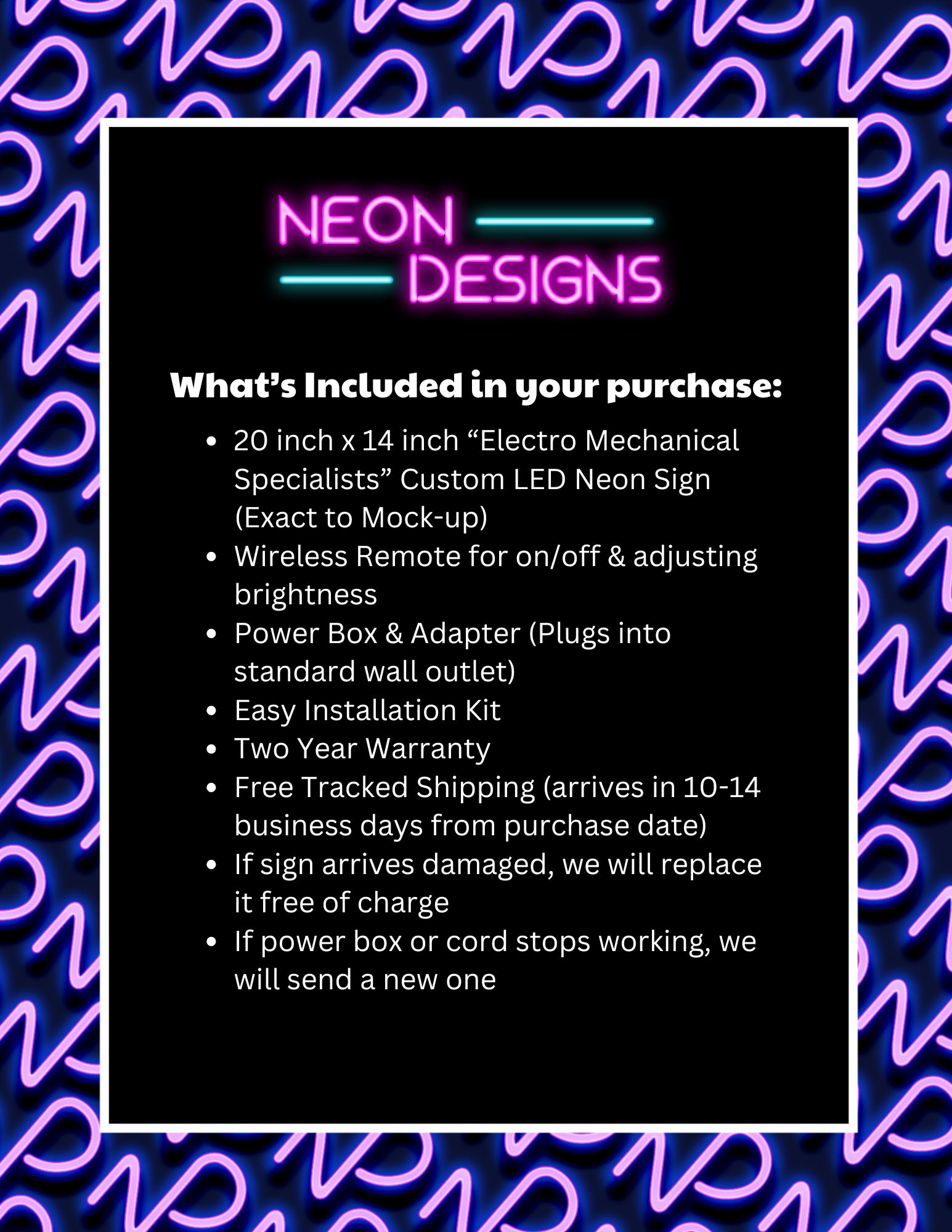 Electro Mechanical Specialists - Premium Neon Artwork