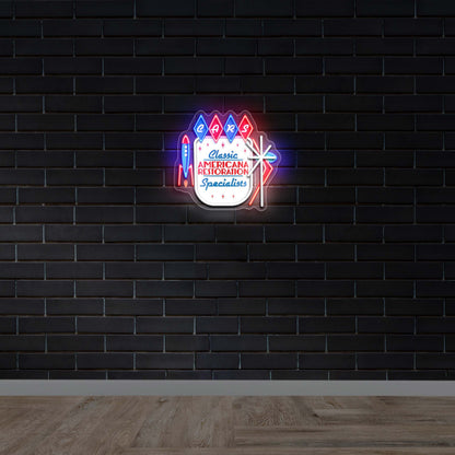 Classic Americana Restoration - Premium Neon Artwork