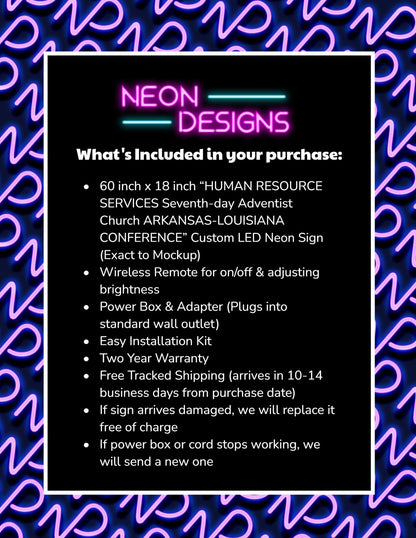 HUMAN RESOURCE SERVICES Seventh-day Adventist Church ARKANSAS-LOUISIANA CONFERENCE - Premium Neon Artwork