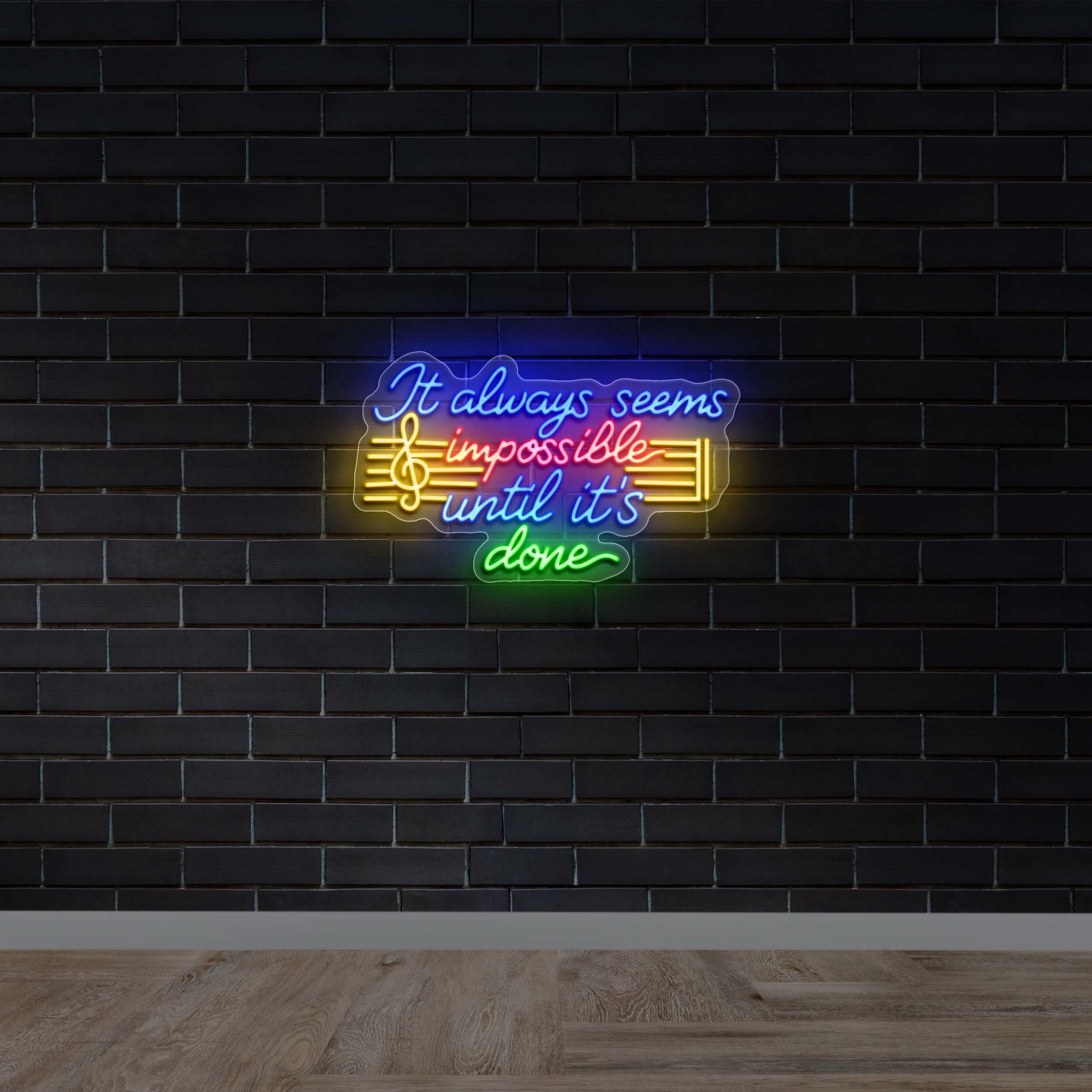 It Always Seems Impossible Until It’s Done - Premium Neon Artwork