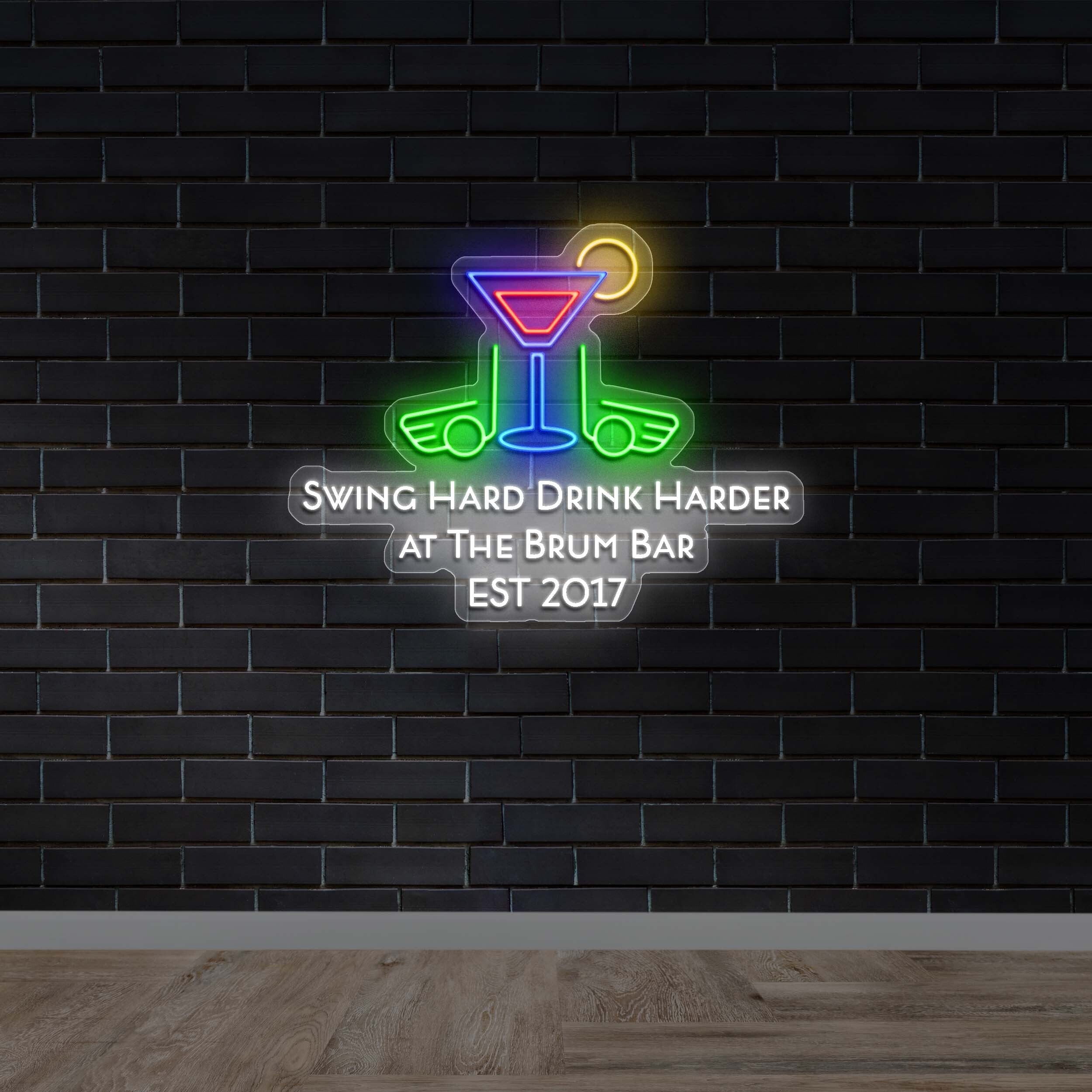 Swing Hard Drink Harder - Premium Neon Artwork