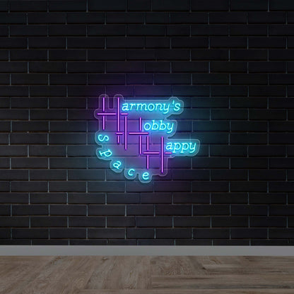 Harmony's Hobby Happy Space - Premium Neon Artwork