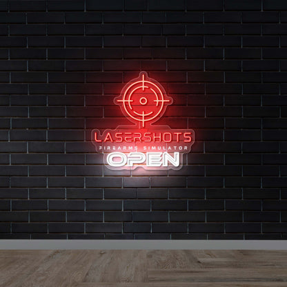 Laser Shots OPEN - Premium Neon Artwork