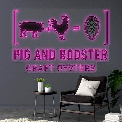 PIG AND ROOSTER CRAFT OYSTERS - Premium Neon Artwork