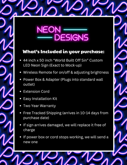 World Built Off Sin – Premium Neon Artwork