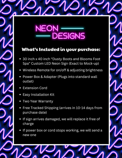 DUSTY BOOTS AND BLOOMS FOOT SPA - Premium Neon Artwork