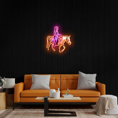 Lady in a horse - Premium Neon Artwork