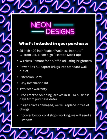 Kabari Wellness Institute - Premium Neon Artwork