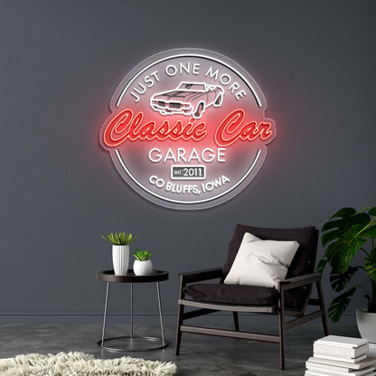 Classic Car Garage – Premium Neon Artwork