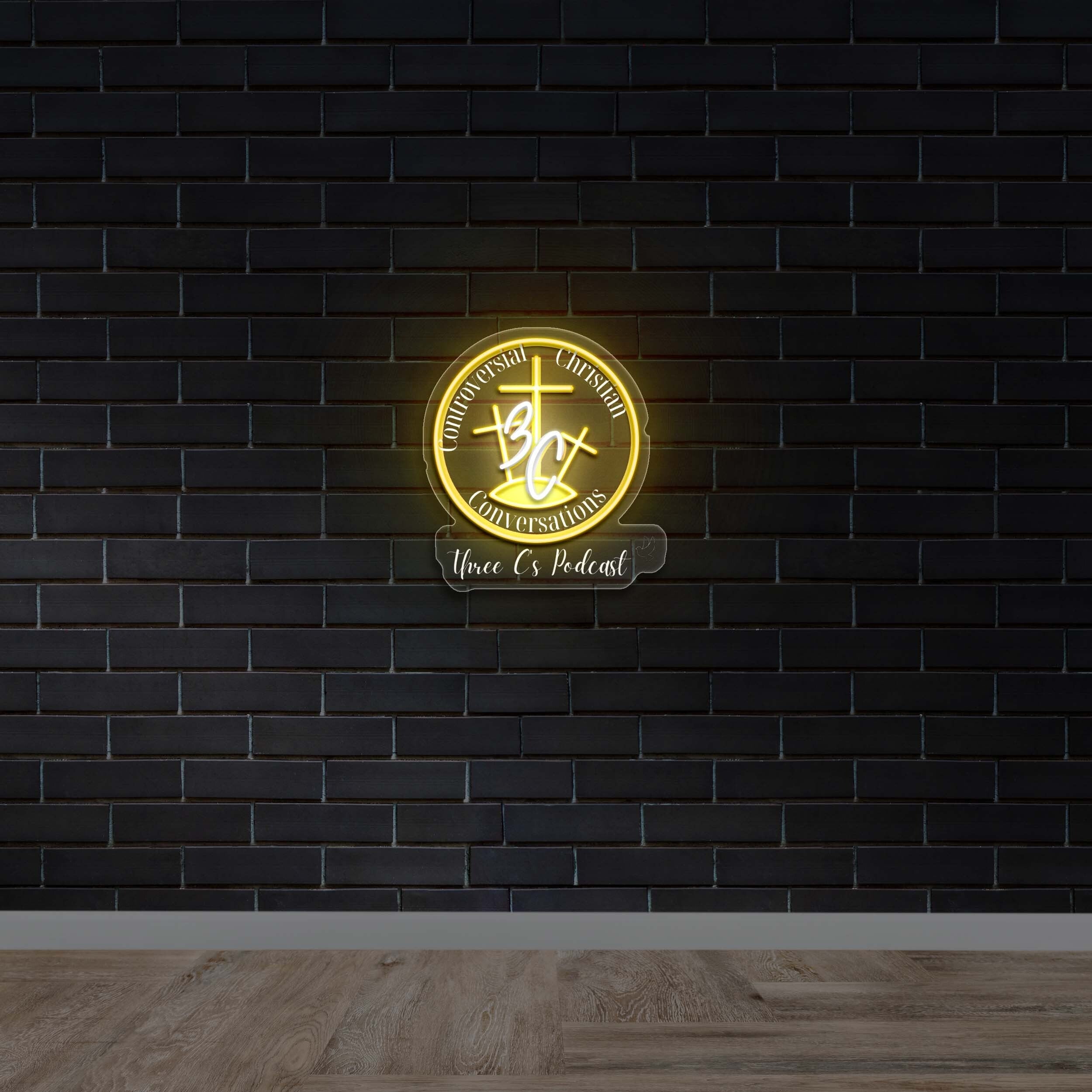 Three Cs Podcast Controversial Christian Conversations - Premium Neon Artwork