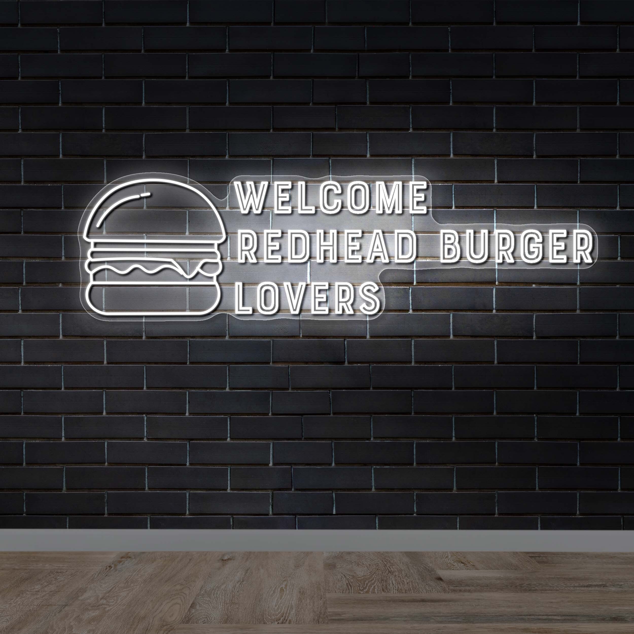 WELCOME REDHEAD BURGER LOVERS - Premium Neon Artwork