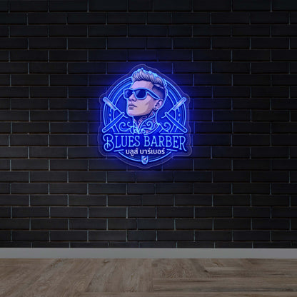 Blues Barber - Premium Neon Artwork