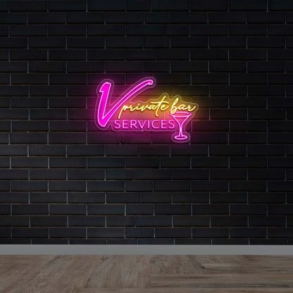 V Private Bar Services - Premium Neon Artwork