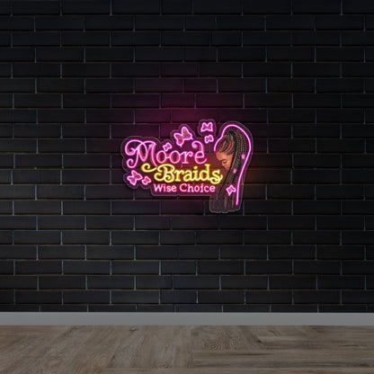 MOORE BRAIDS WISE CHOICE - Premium Neon Artwork