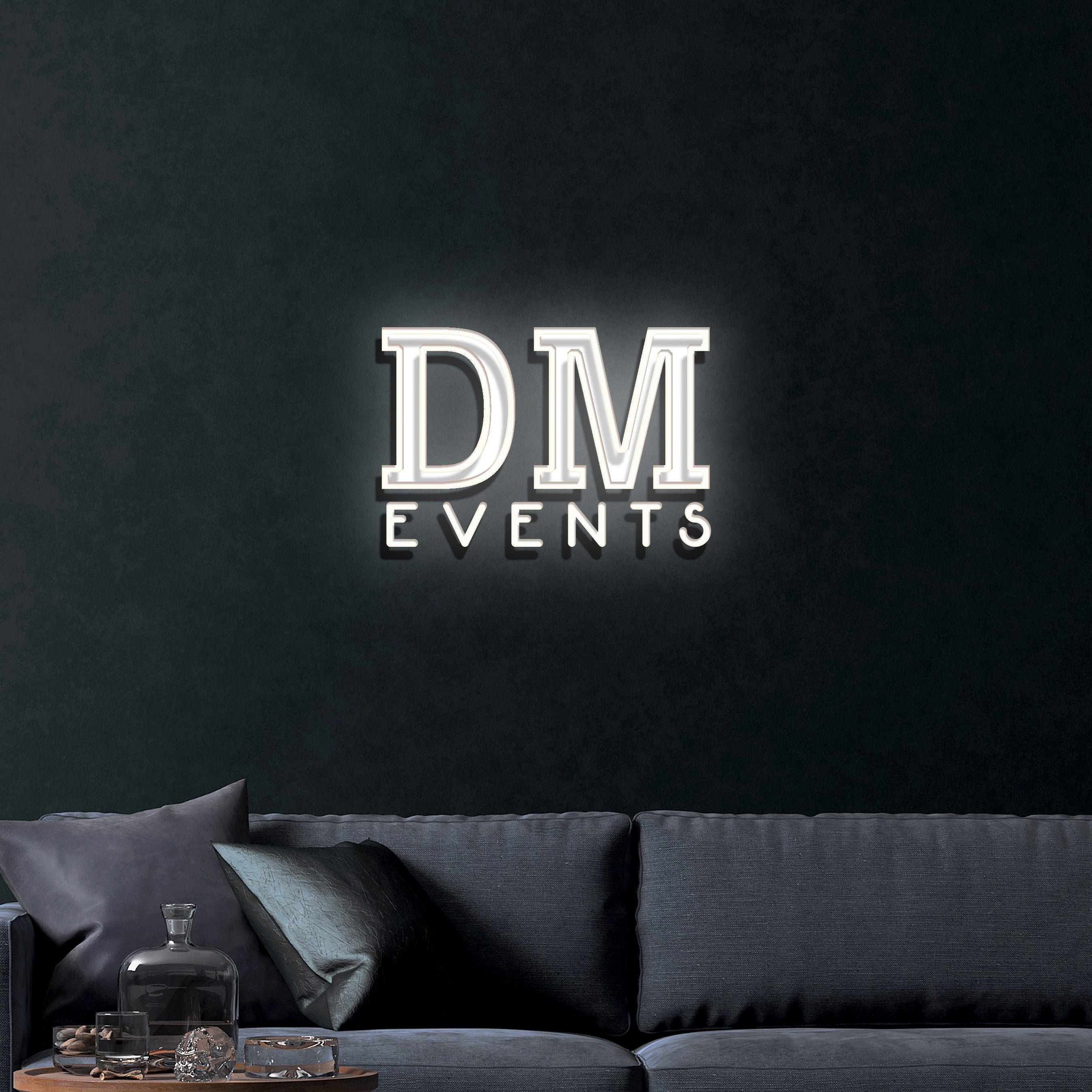 DM Events – Premium Neon Artwork
