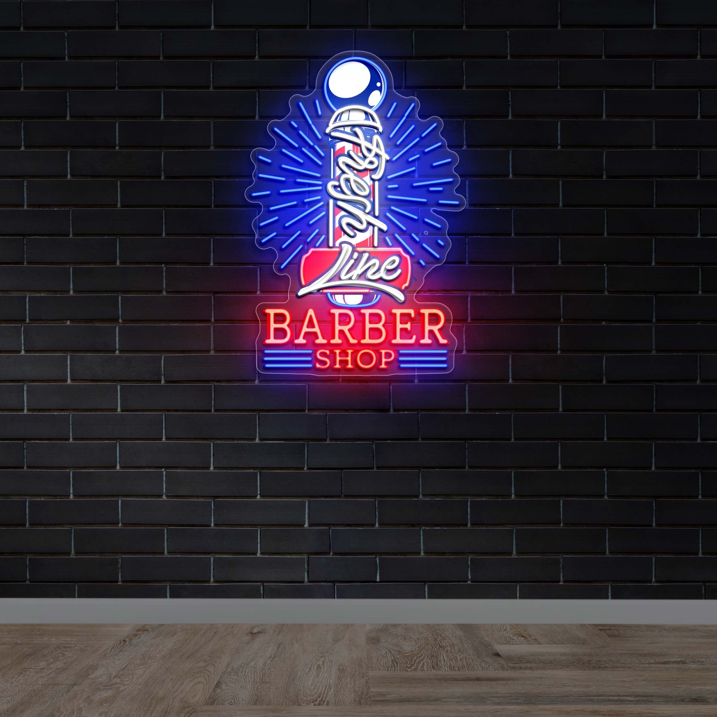 Fresh Line Barber Shop - Premium Neon Artwork
